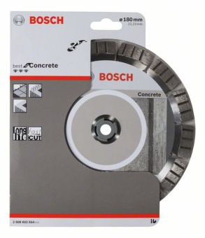 Алмазный диск для болгарки для резки бетона и железобетона Bosch Best (лучший) for Concrete 180 x 22,23 x 2,4 x 12 mm 2608602654